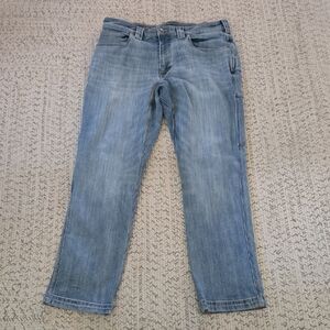 Duluth Trading Co Ballroom Doubleflex Light Blue Straight Jeans 36x32